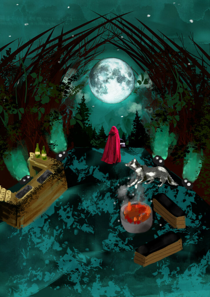 Themed Christmas Party Venue Into the woods illustration